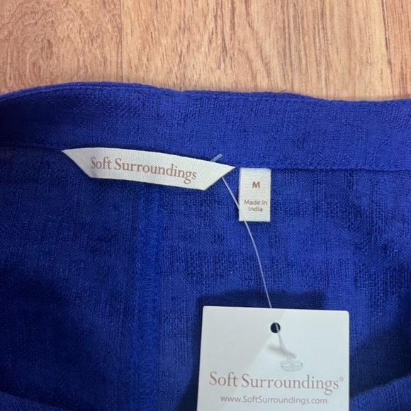 Soft Surroundings Women’s Blue Linen Short Sleeve Midi Dress Medium New - Picture 8 of 9